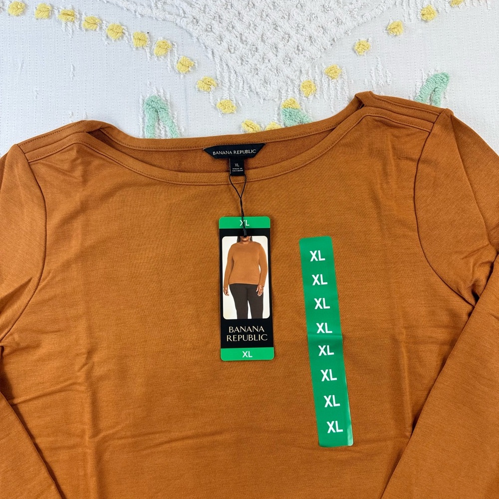 Banana Republic Boatneck Long Sleeve Top Rayon Blend Stretch Tee New - Picture 3 of 7
